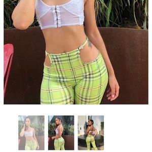 Sexy plaid cut out pants 💚